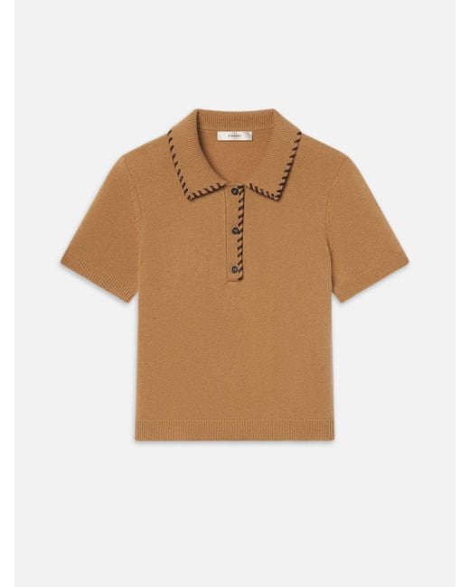 FRAME Natural The Leather Stitch Polo
