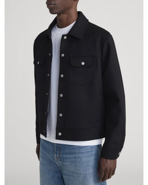 FRAME Black Wool Trucker Jacket for men