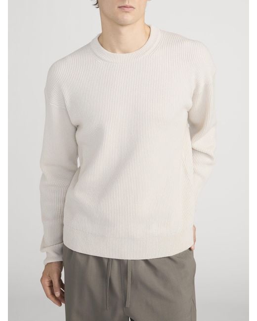 FRAME White Ribbed Crewneck Sweater for men