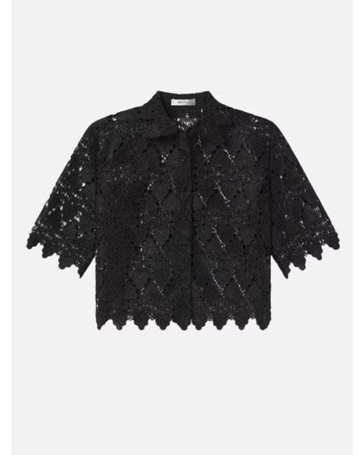 FRAME Black Lace Button Up Shirt