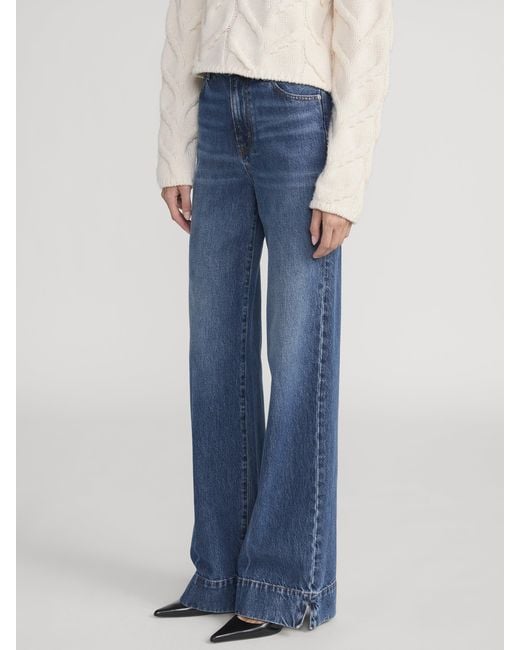 FRAME Blue Wide-Leg Trousers
