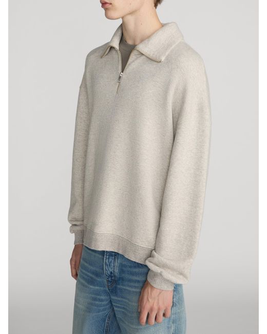 FRAME White Relaxed Zip Up Sweatshirt for men