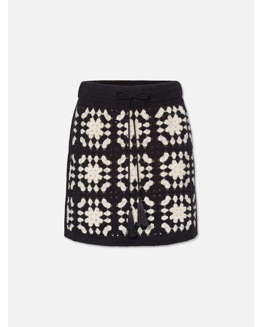 FRAME Black Crochet Tassel Skirt