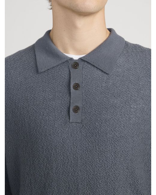 FRAME Blue Long Sleeve Polo Sweater for men