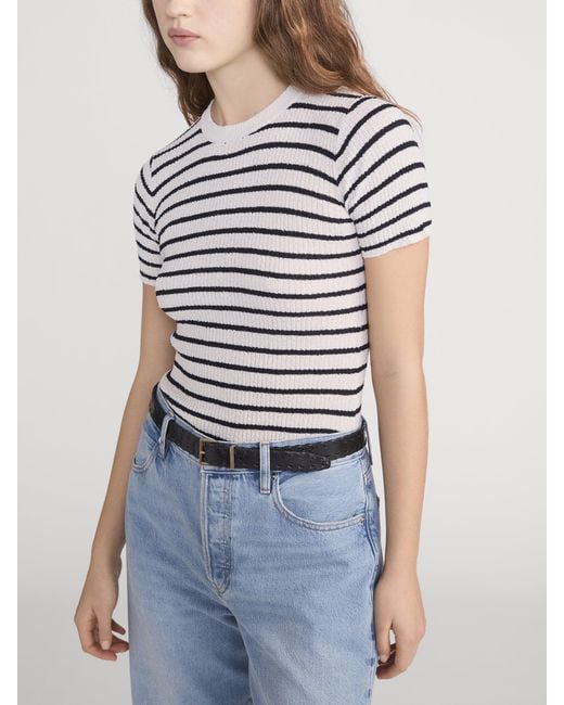 FRAME White The Striped Knit Tee