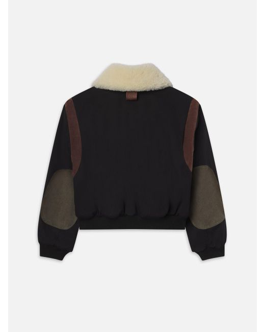 FRAME Black Mixed Leather Bomber