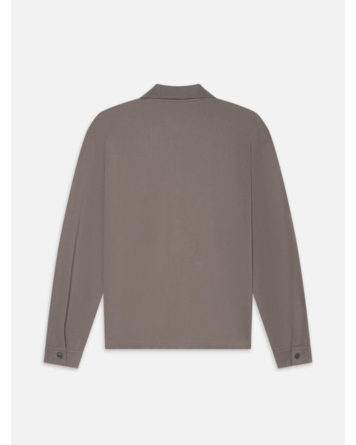 FRAME Gray Long Sleeve Pique Polo for men