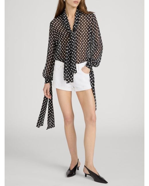 FRAME Black The Nouvelle Polka Dot Blouse