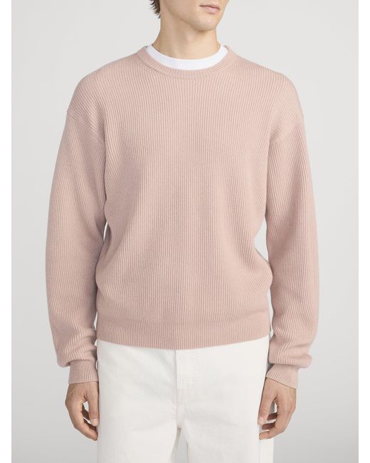 FRAME Natural Ribbed Crewneck Sweater