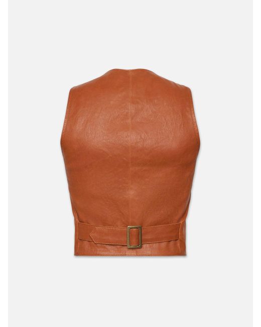 FRAME Brown Button Up Leather Vest