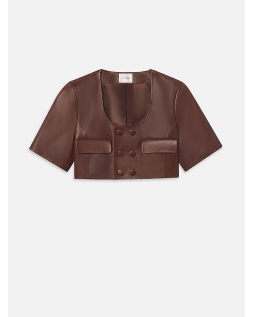 FRAME Brown The Cropped Leather Jacket