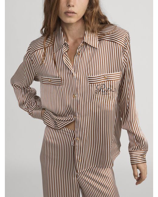 FRAME Natural Ritz Striped Pajama Shirt