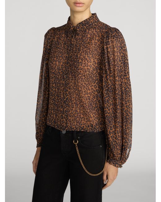 FRAME Brown The Silk Prairie Shirt