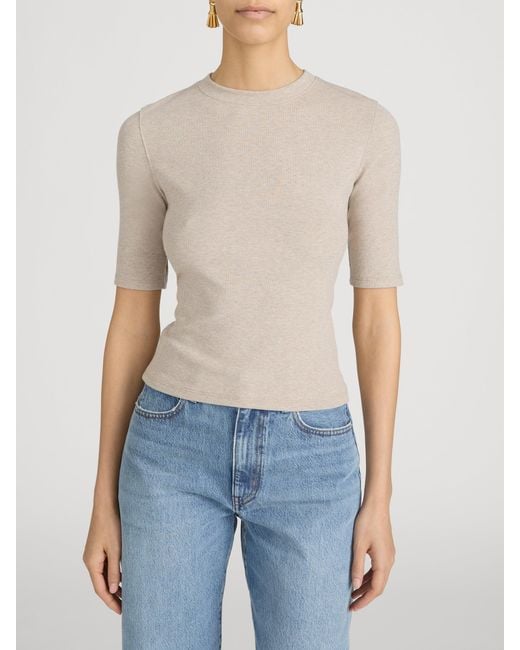 FRAME Natural The Heather Rib Crew Tee