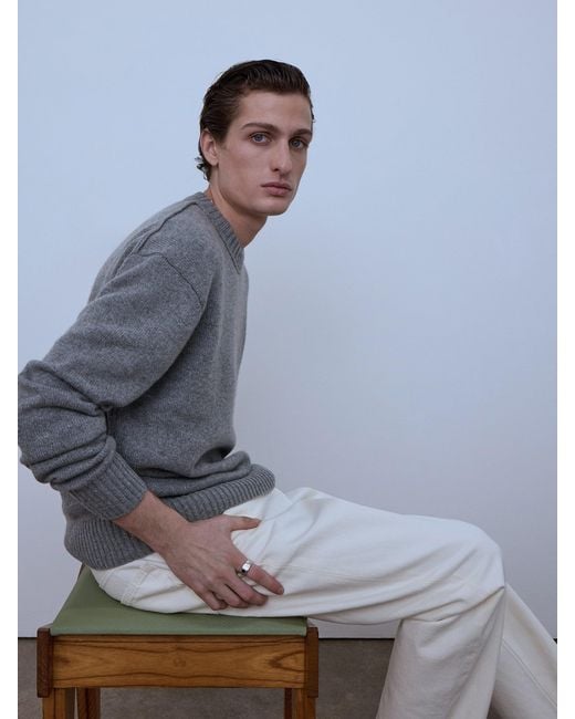 FRAME Gray Cashmere Crewneck Sweater for men