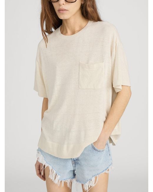 FRAME White The Silk Knit Plus One Tee