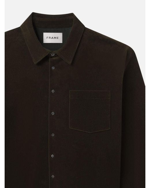 FRAME Black Relaxed Corduroy Overshirt for men