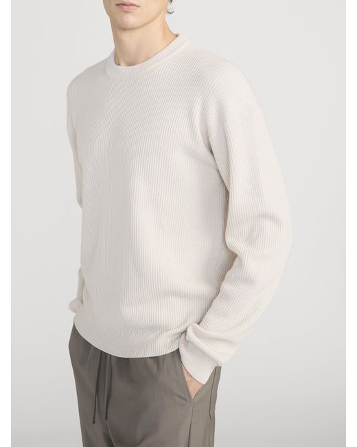 FRAME White Ribbed Crewneck Sweater for men