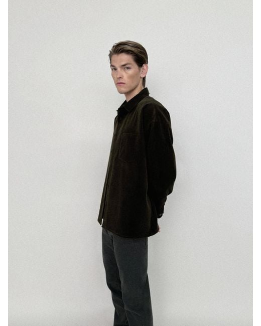 FRAME Black Relaxed Corduroy Overshirt for men