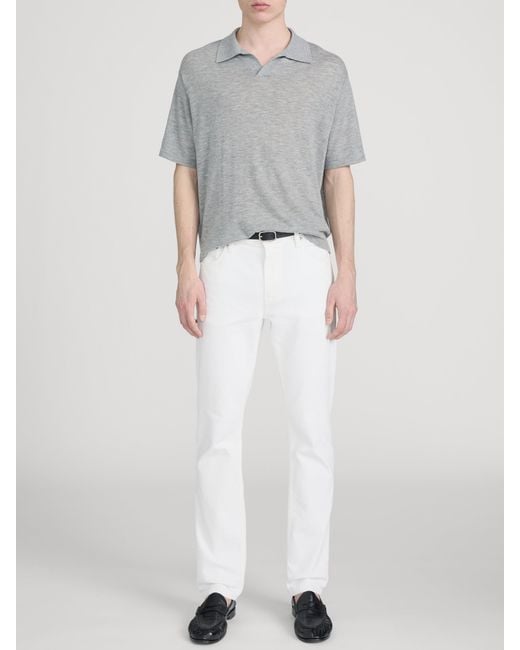 FRAME Gray Superfine Polo Sweater for men