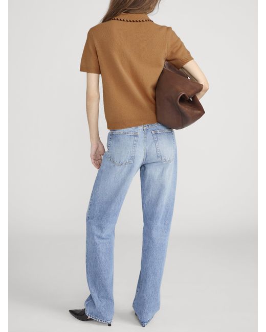 FRAME Natural The Leather Stitch Polo