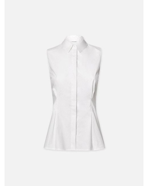 FRAME White Pleated Sleeveless Shirt