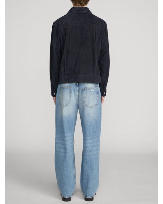 FRAME Blue Suede Trucker Jacket for men