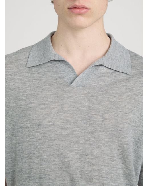FRAME Gray Superfine Polo Sweater for men