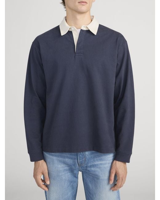 FRAME Blue Rugby Polo Shirt