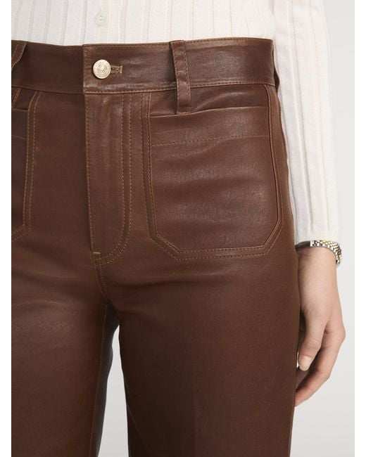 FRAME Brown Le Slim Palazzo Modernist Pocket Leather