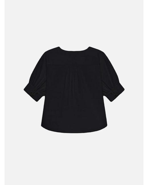 FRAME Black V-neck Popover Top
