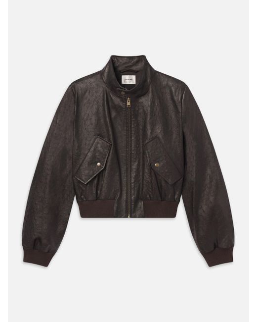 FRAME Black The Leather Harrington Jacket
