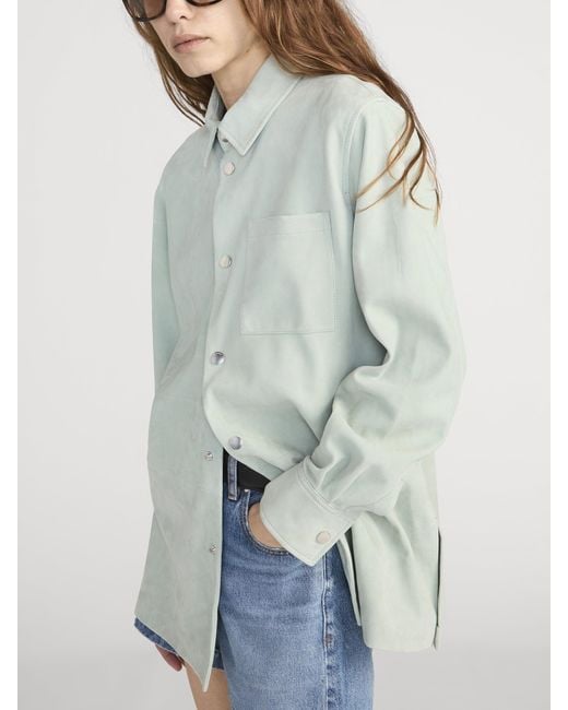 FRAME Green The Suede Studio Shirt