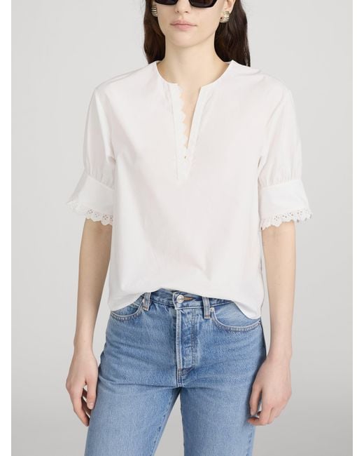 FRAME White The Keepsake Popover Top