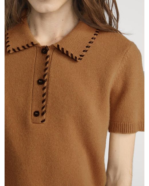 FRAME Natural The Leather Stitch Polo