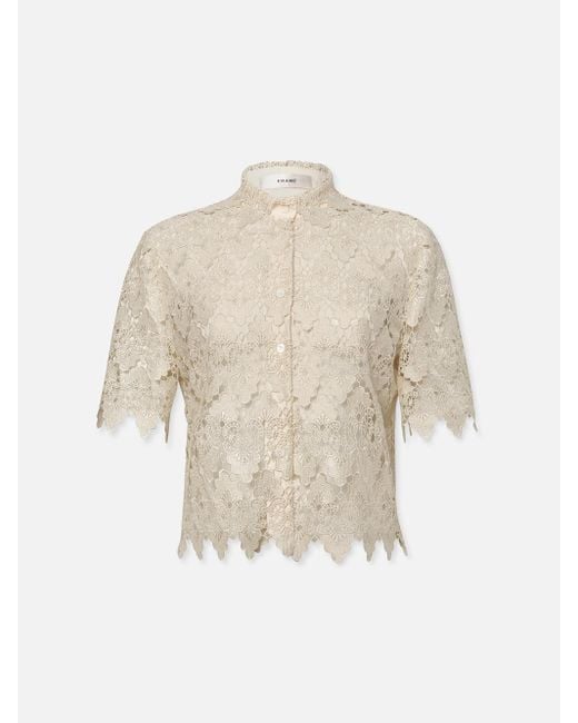 FRAME White Lace Button Up Shirt