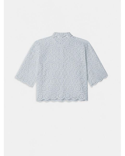 FRAME Blue The Petal Eyelet Shirt