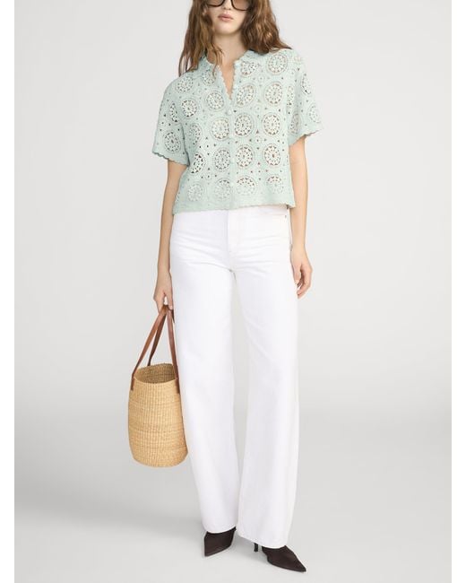 FRAME Green The Crochet Boxy Top