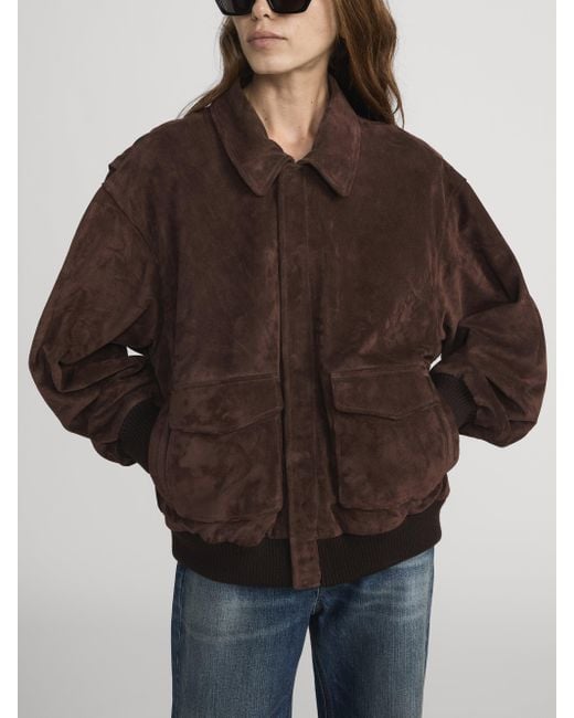 FRAME Brown The Suede Oversized Jacket