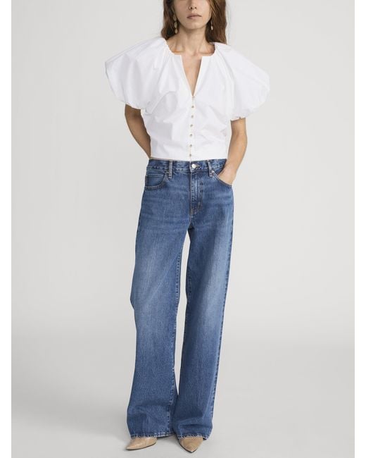 FRAME White The Dramatic Sleeve Blouse
