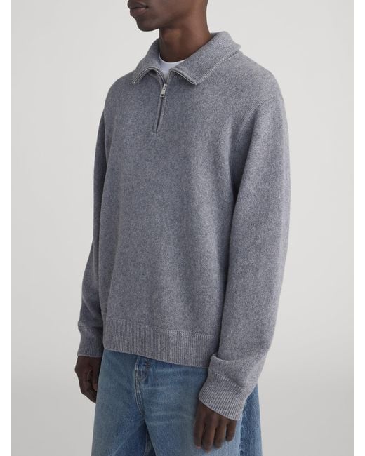 FRAME Gray Zip Up Wool Sweater for men