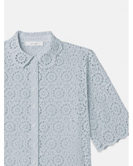 FRAME Blue The Petal Eyelet Shirt