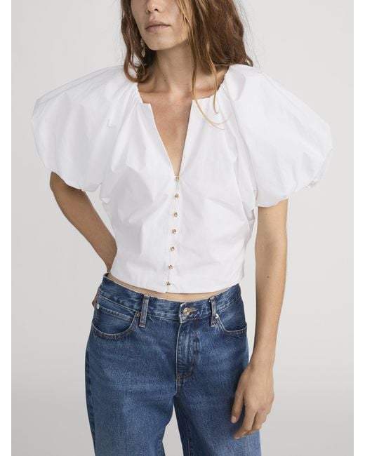 FRAME White The Dramatic Sleeve Blouse