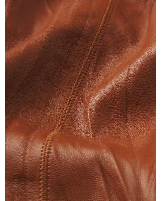 FRAME Brown The Crinkled Leather Studio Shirt
