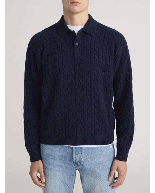 FRAME Blue Cable Polo Sweater for men