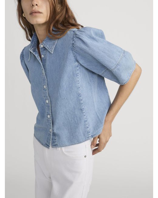 FRAME Blue The Lantern Blouse