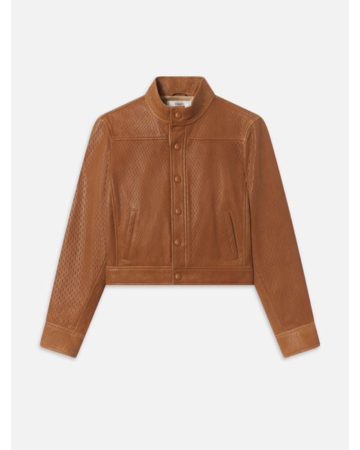 FRAME Brown The Leather Trucker Jacket
