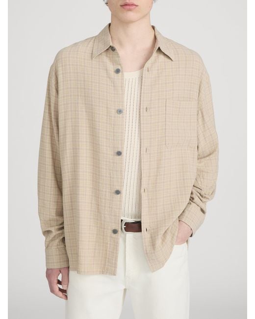 FRAME Natural Linen Blend Plaid Shirt for men