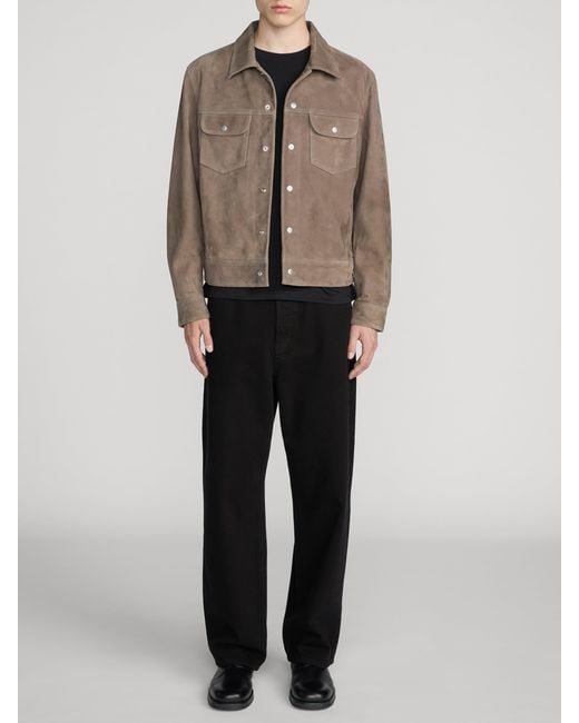 FRAME Brown Suede Trucker Jacket for men