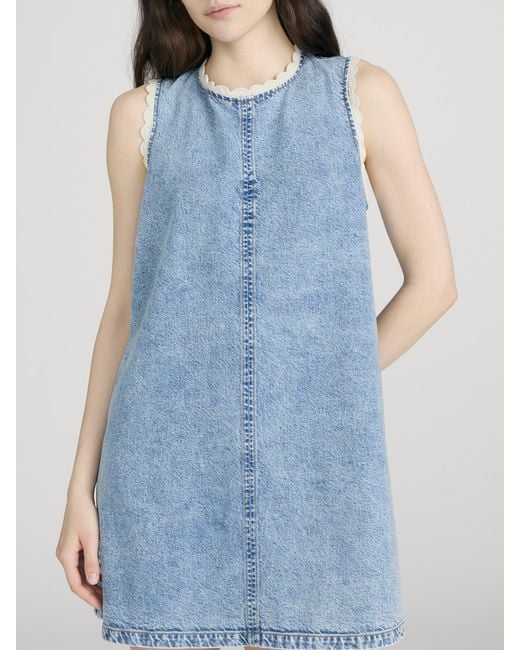 FRAME Blue The Crochet Tide Dress